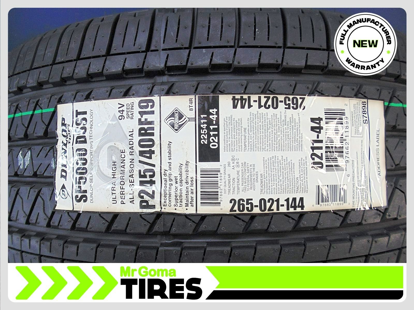 2x New Dunlop SP Sport 5000 DSST CTT RFT 245/40R19 Run Flat Tires