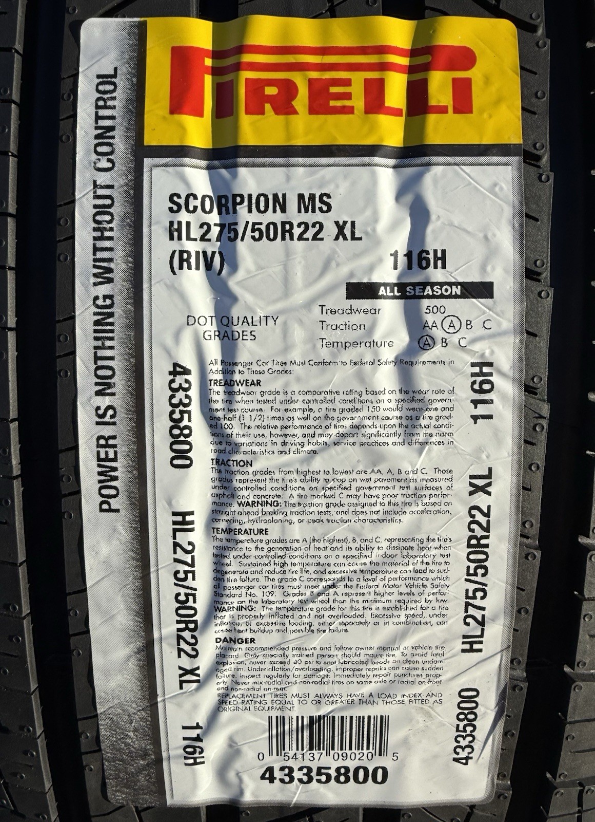 TWO BRAND NEW HL275/50R22 116H Pirelli Scorpion MS ELECT RIV Rivian R1S / R1T