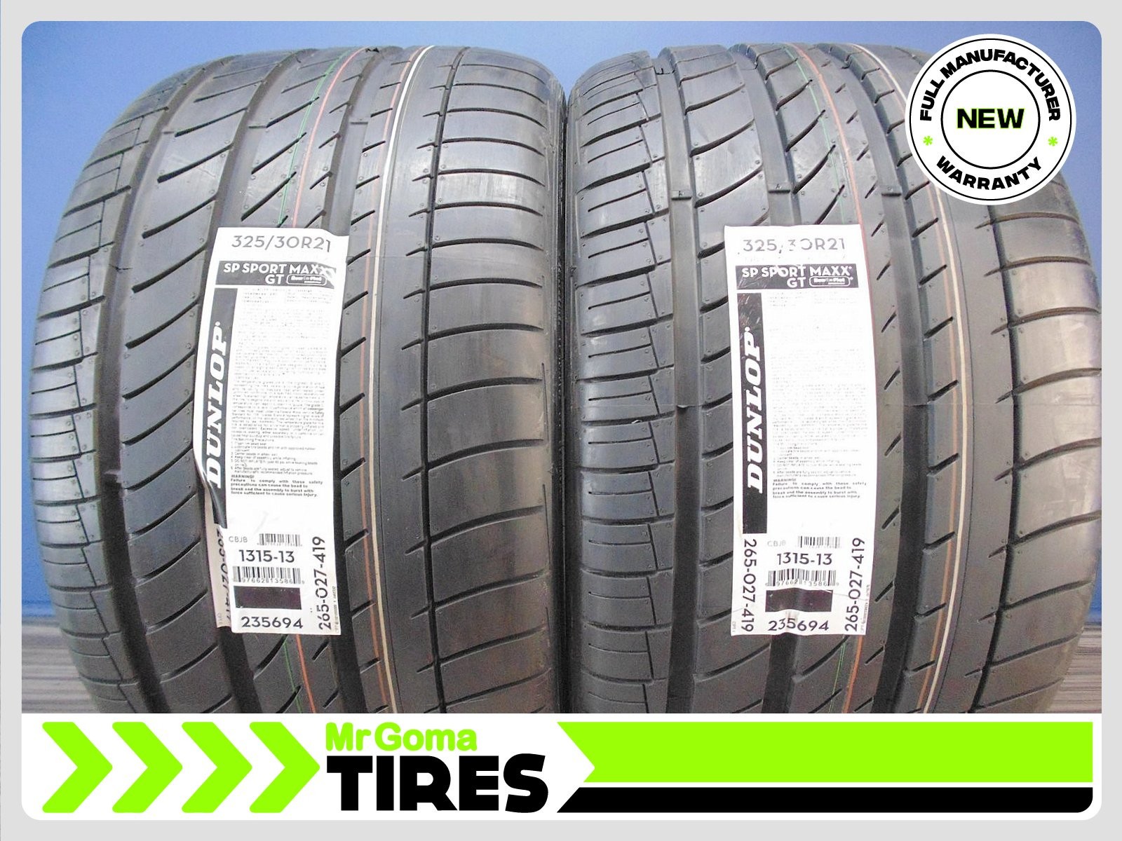 2 BRAND NEW 325/30R21 DUNLOP SP SPORT MAXX GT DSTT RSC RFT XL TIRES RUN FLAT