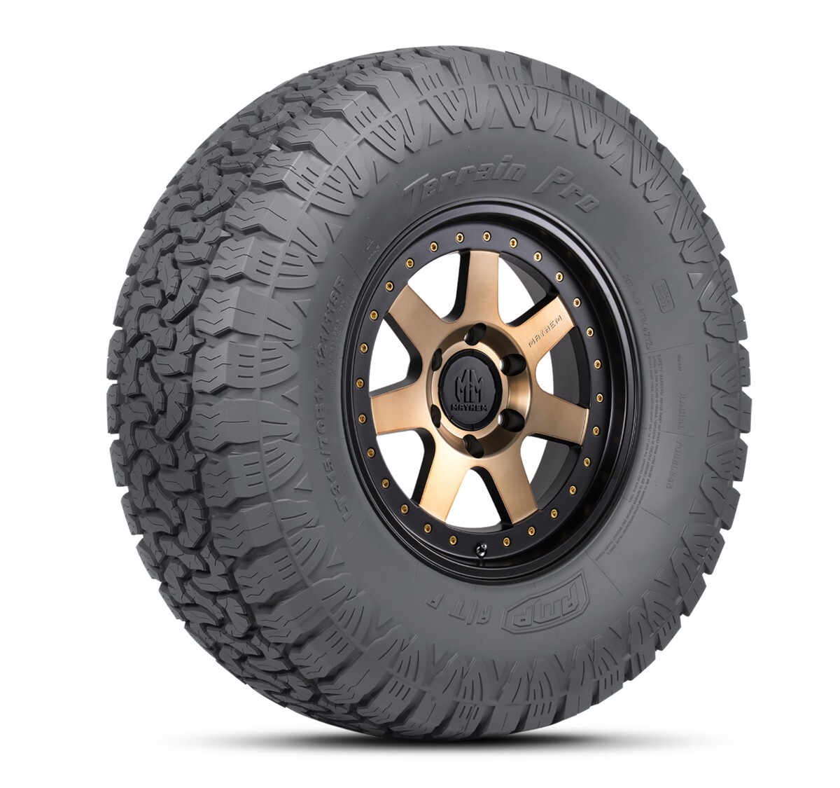 SET OF 4 – AMP TERRAIN PRO A/T P 35X12.50R20LT 121S LR E 65PSI MAX