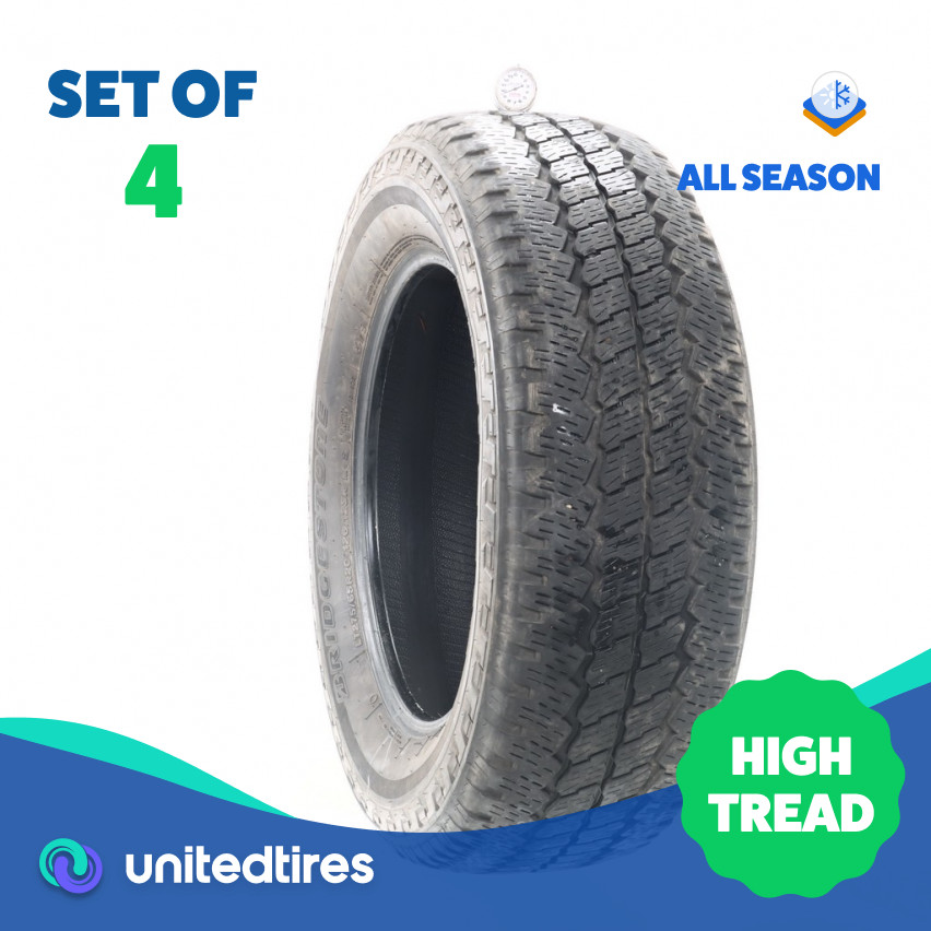 Set of (4) Used LT 275/65R20 Bridgestone Dueler A/T RH-S 126/123R – 9.5-10/32