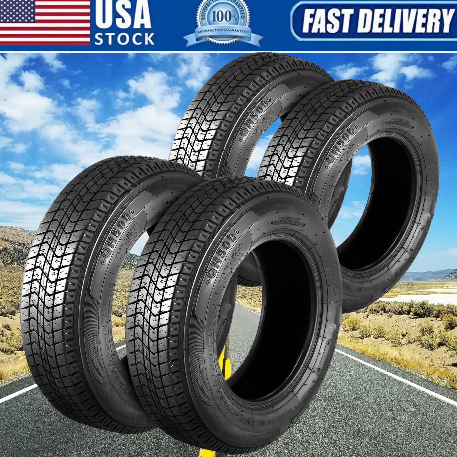 ⭐4 Pack Tires ST 205/75D14 205-75-14 205/75/14 Load Range C 6 Ply Trailer Tires