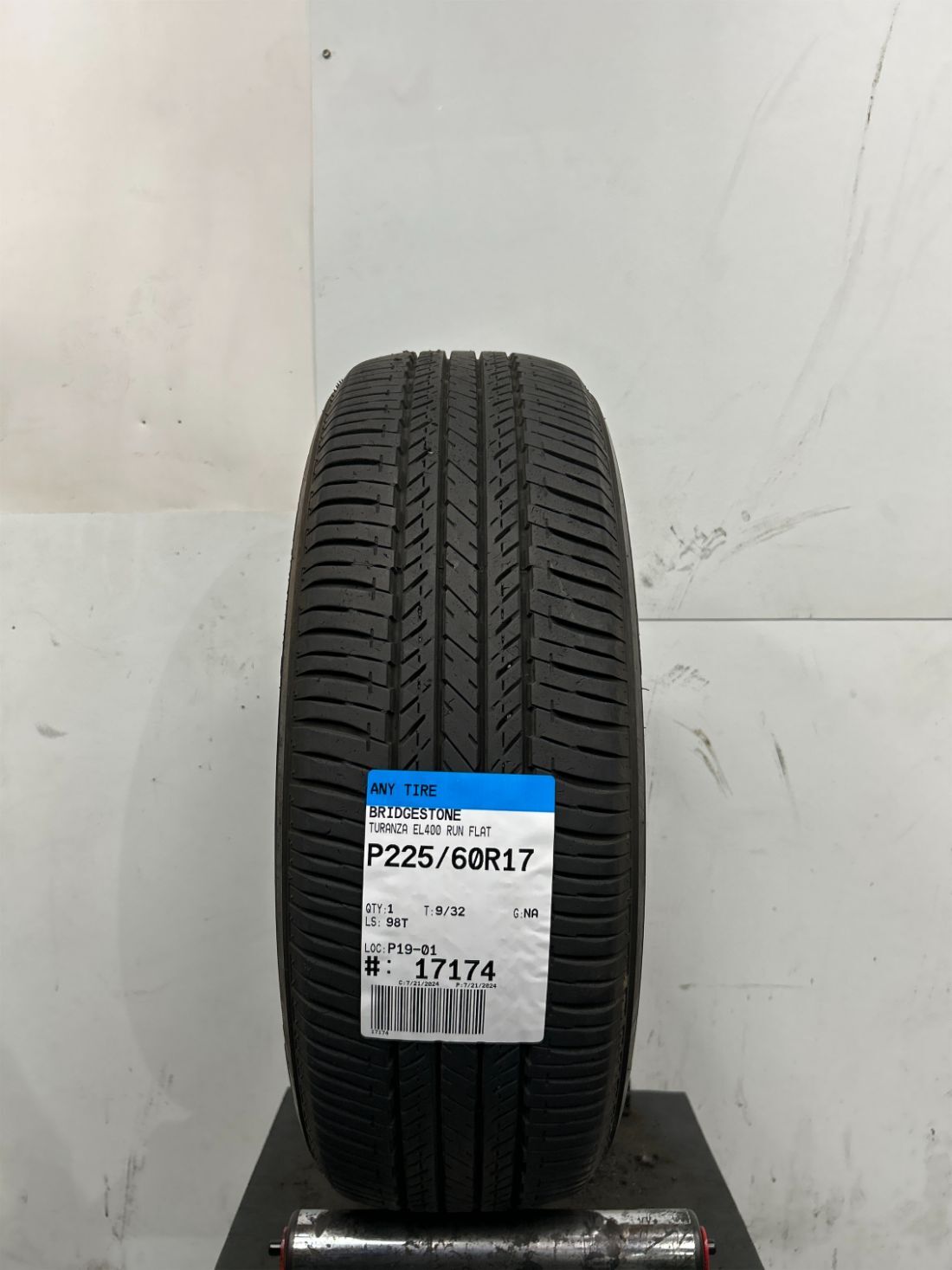 1 Used Bridgestone Turanza EL400 Run Flat P225/60R17 2256017 225/60/17 98T 9/32