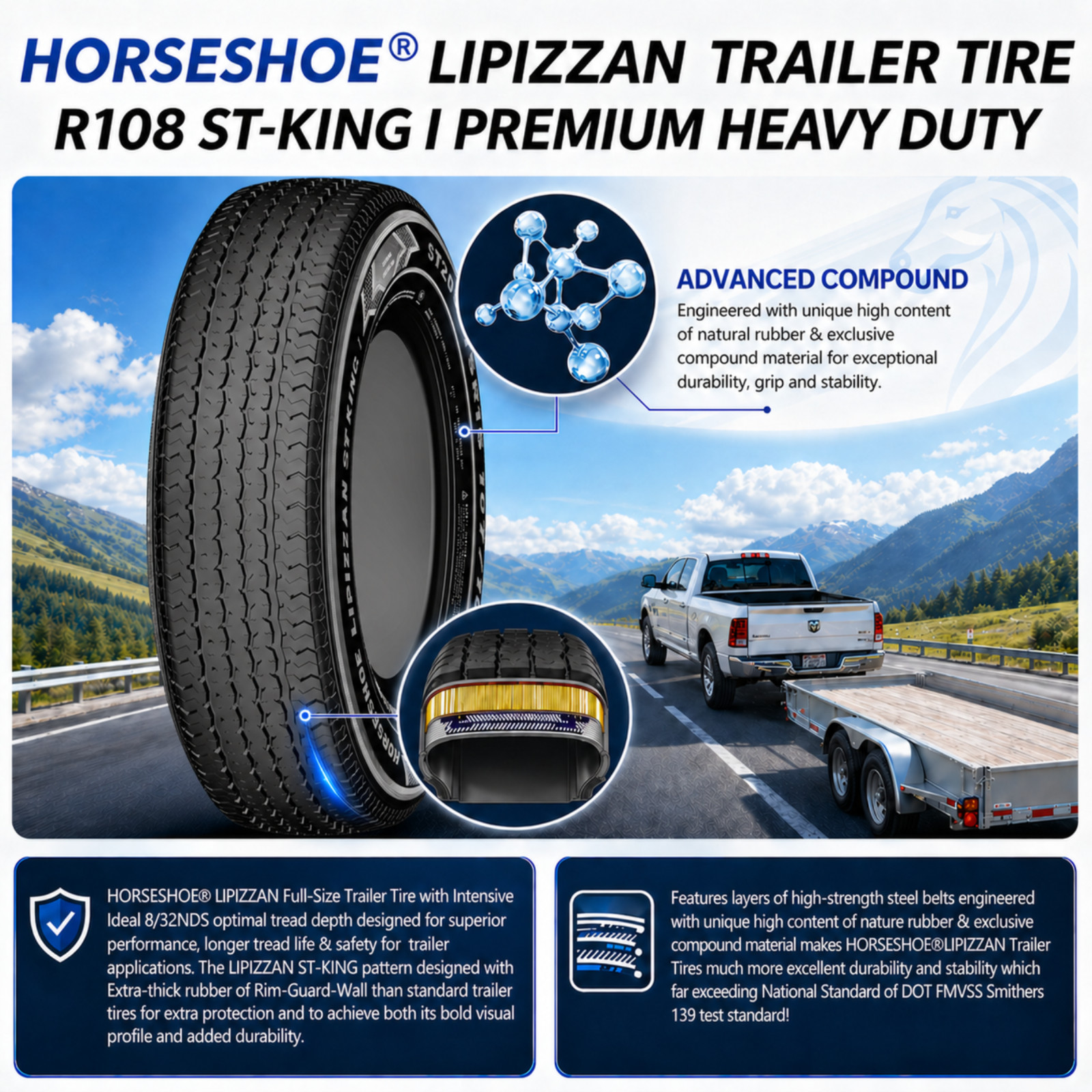 2 ST205/75R14 10PR 109/104M Trailer Tires 10 Ply LIPIZZAN ST-KING II 205 75 14
