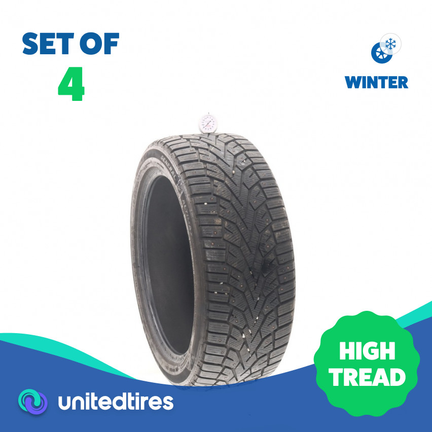 Set of (4) Used 235/45R18 General Altimax Arctic 12 Studded 98T – 8.5-10.5/32