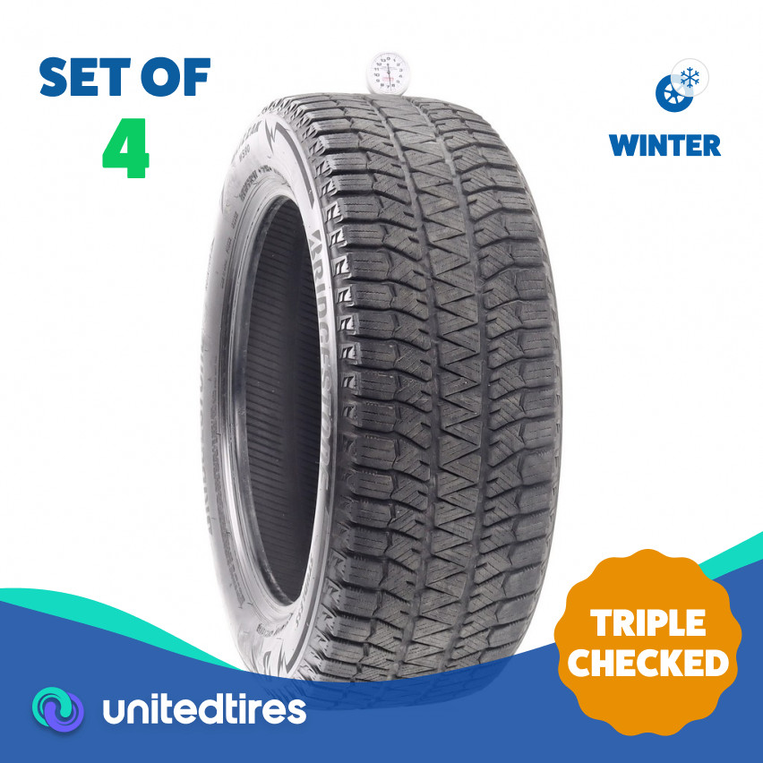 Set of (4) Used 215/55R17 Bridgestone Blizzak WS90 Studless 94H – 6.5-7/32