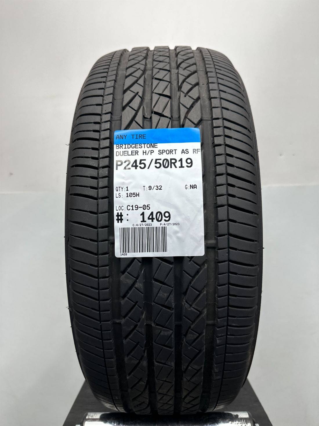 1 Bridgestone Dueler h/p sport as RFT Used Tire P245/50R19 2455019 245/50/19 9/