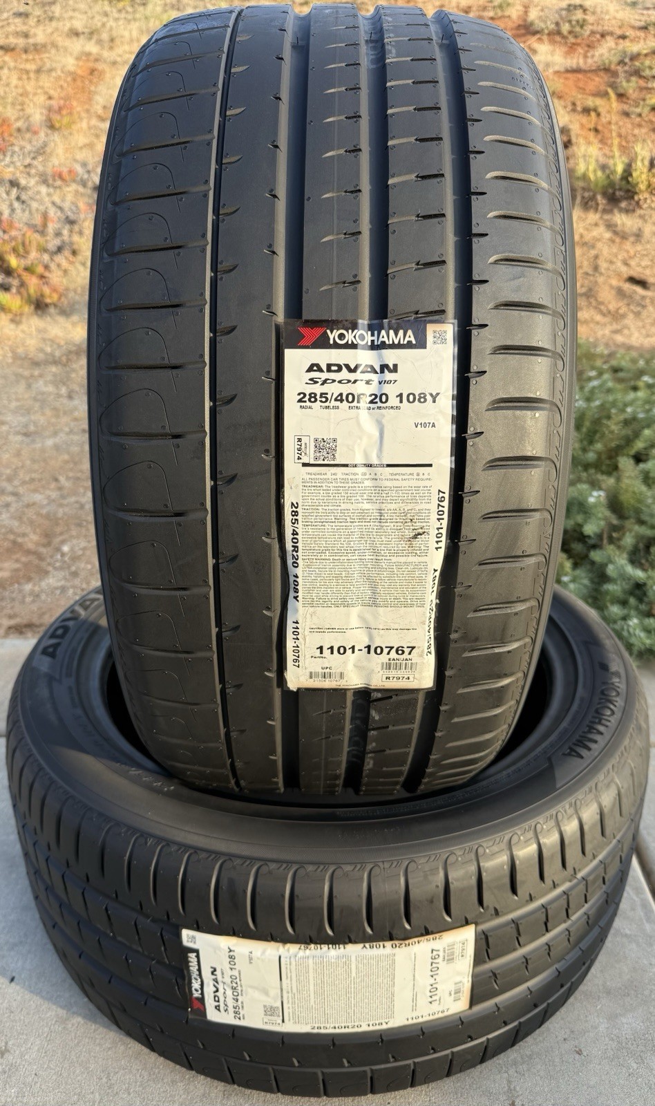 Set of TWO BRAND NEW 285/40R20 108Y Yokohama ADVAN Sport V107 Tires 2854020