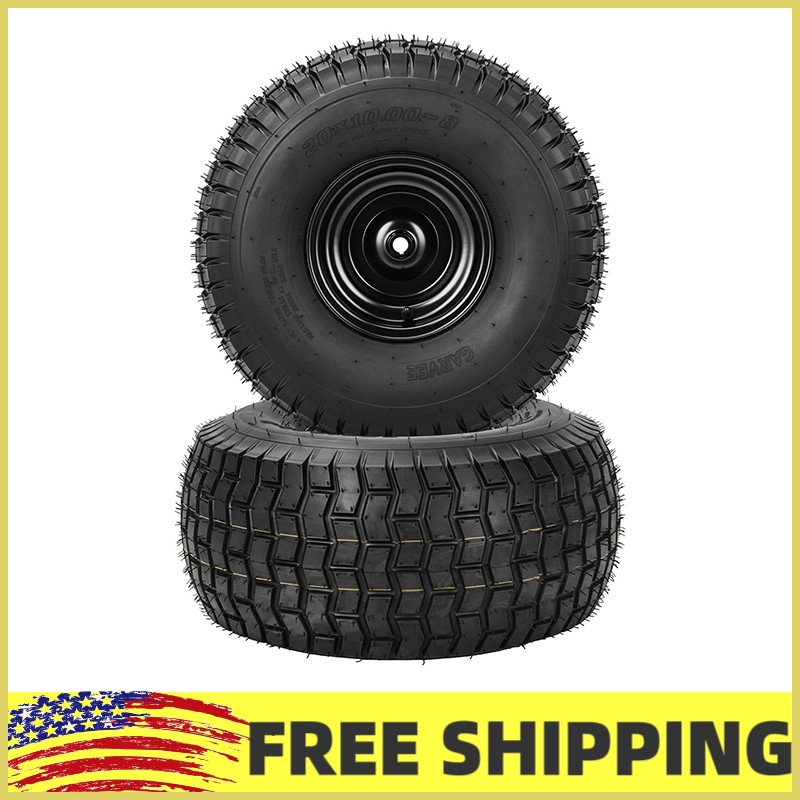 2PCS 20×10-8 Rubber Lawn Mower Tire 20x10x8 Gof Cart Replacement Rear Tire W/Rim