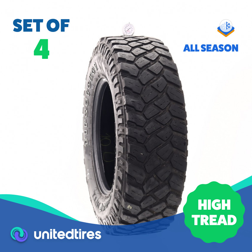 Set of (4) Used LT 255/75R17 Firestone Destination M/T2 111/108Q – 8.5-9.5/32