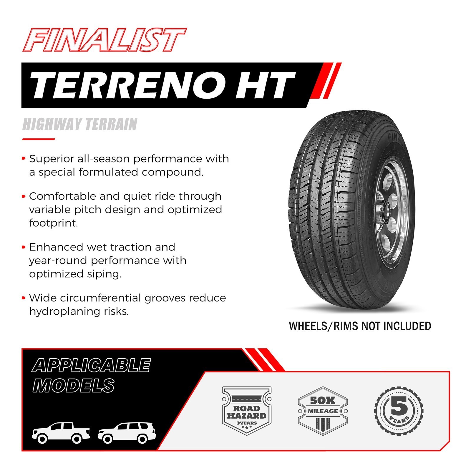 2 PACK Tires Finalist Terreno H/T LT235/80R17 10Ply 120R Highway Terrain Truck