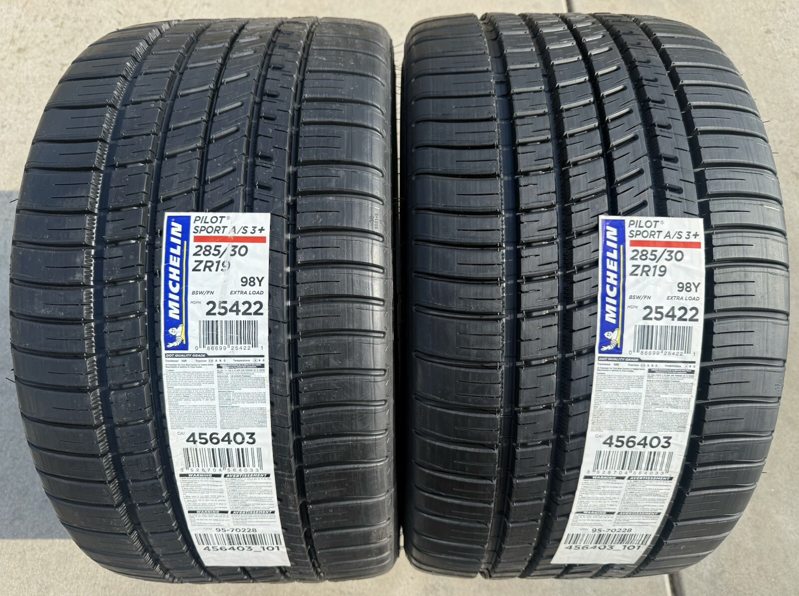 TWO BRAND NEW 285/30ZR19 98Y Michelin Pilot Sport A/S3+ All Season 3 Plus Tires