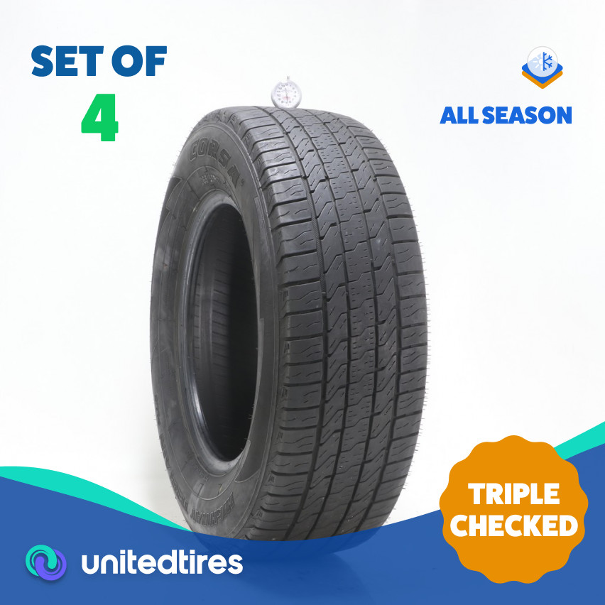 Set of (4) Used 265/65R17 Corsa Highway Terrain Plus 112H – 6.5-8.5/32