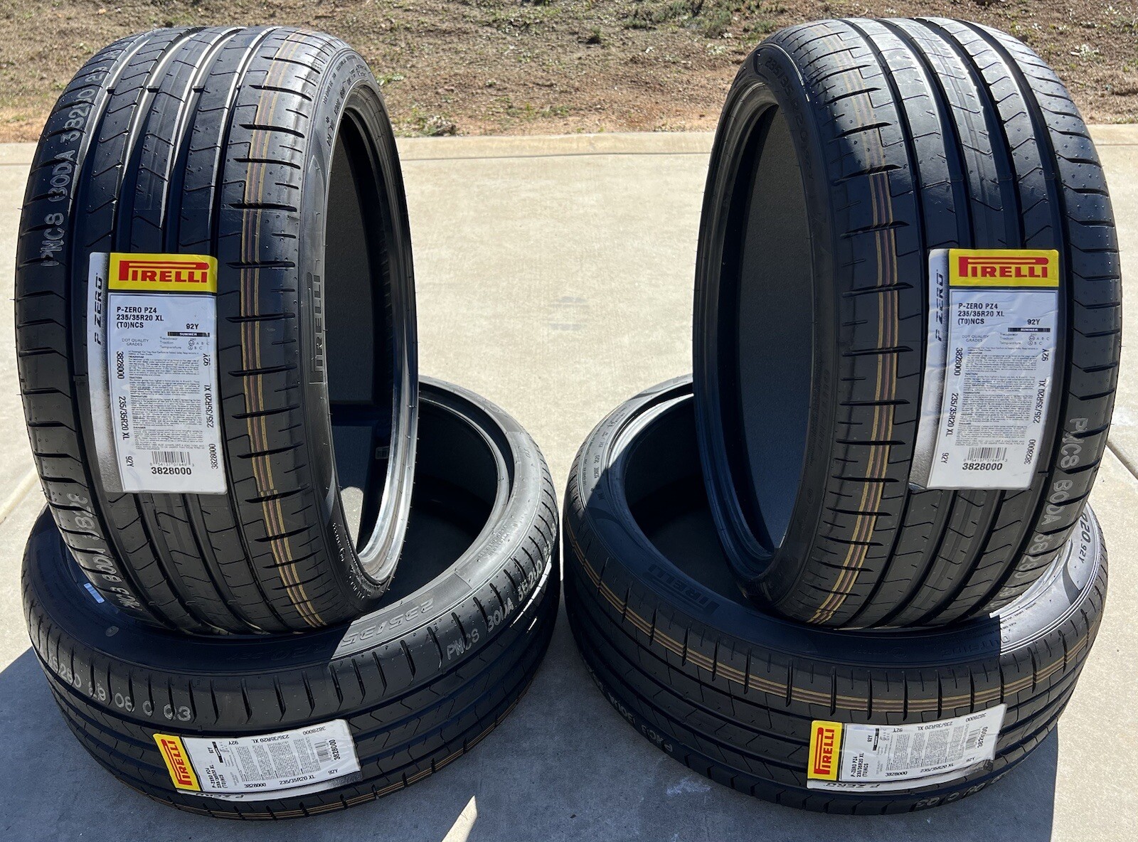 Set of FOUR BRAND NEW Pirelli P Zero PZ4 235/35R20 92Y T0 Tesla ELECT PNCS Tires