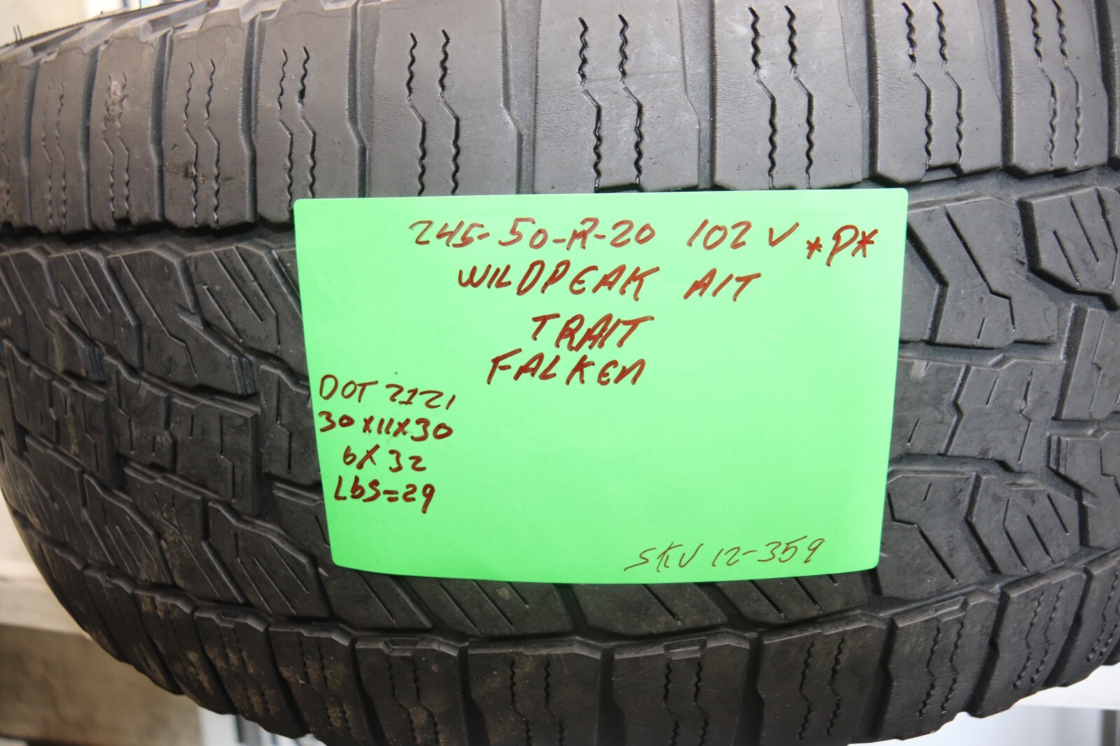 Used 245/50R20 Falken Wildpeak A/T Trail 102V M+S – 6/32