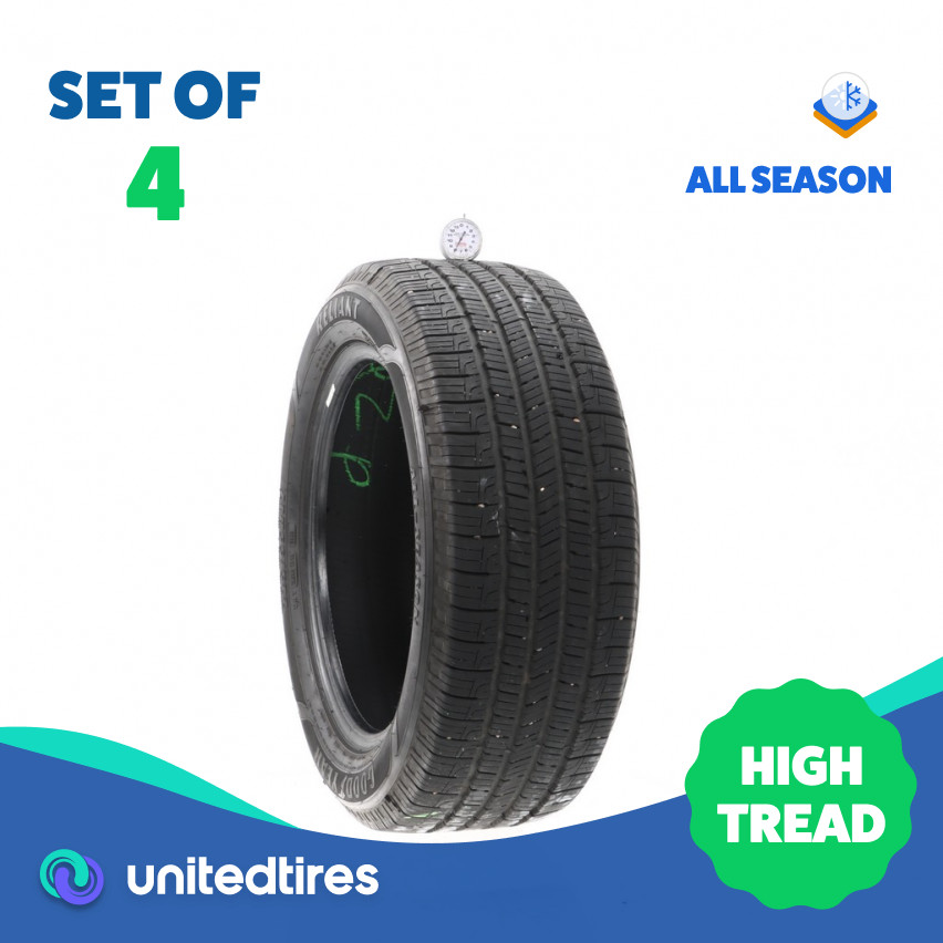Set of (4) Used 225/55R17 Goodyear Reliant All-season 97V – 8-10/32