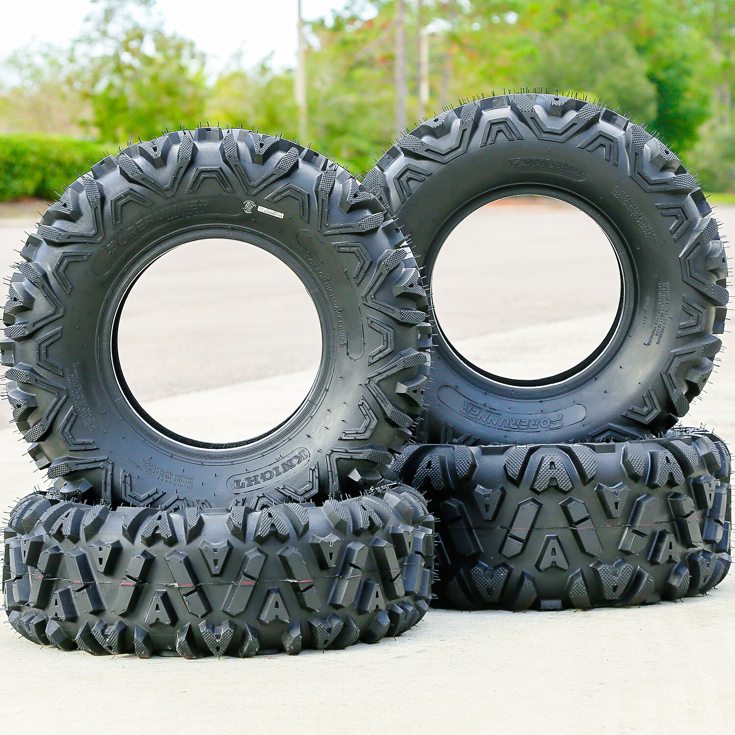 Set of 4 Forerunner Knight ATV UTV Mud Tires 2x 25×10-12 2x 25×8-12 6 Ply