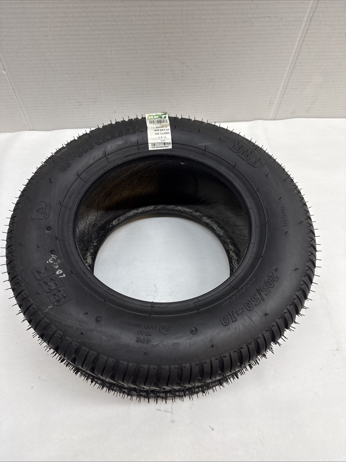 (QTY 1) BKT GF-305 Classic 205/50-10 Load 4 Ply Golf Cart Tubeless Tire