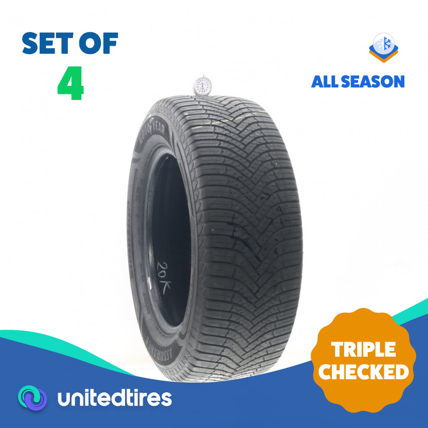 Set of (4) Used 265/60R18 Goodyear Assurance WeatherReady 2 110V – 6.5-8/32
