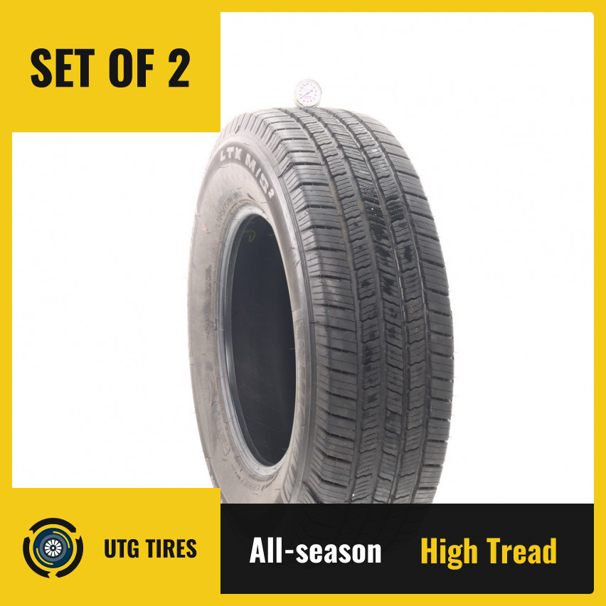 Set of (2) Used LT 245/75R17 Michelin LTX M/S2 121/118R – 9/32