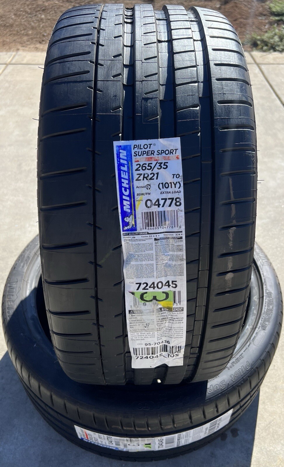 TWO BRAND NEW 265/35ZR21 Michelin Pilot Super Sport T0 TO Tesla Acoustic Tires
