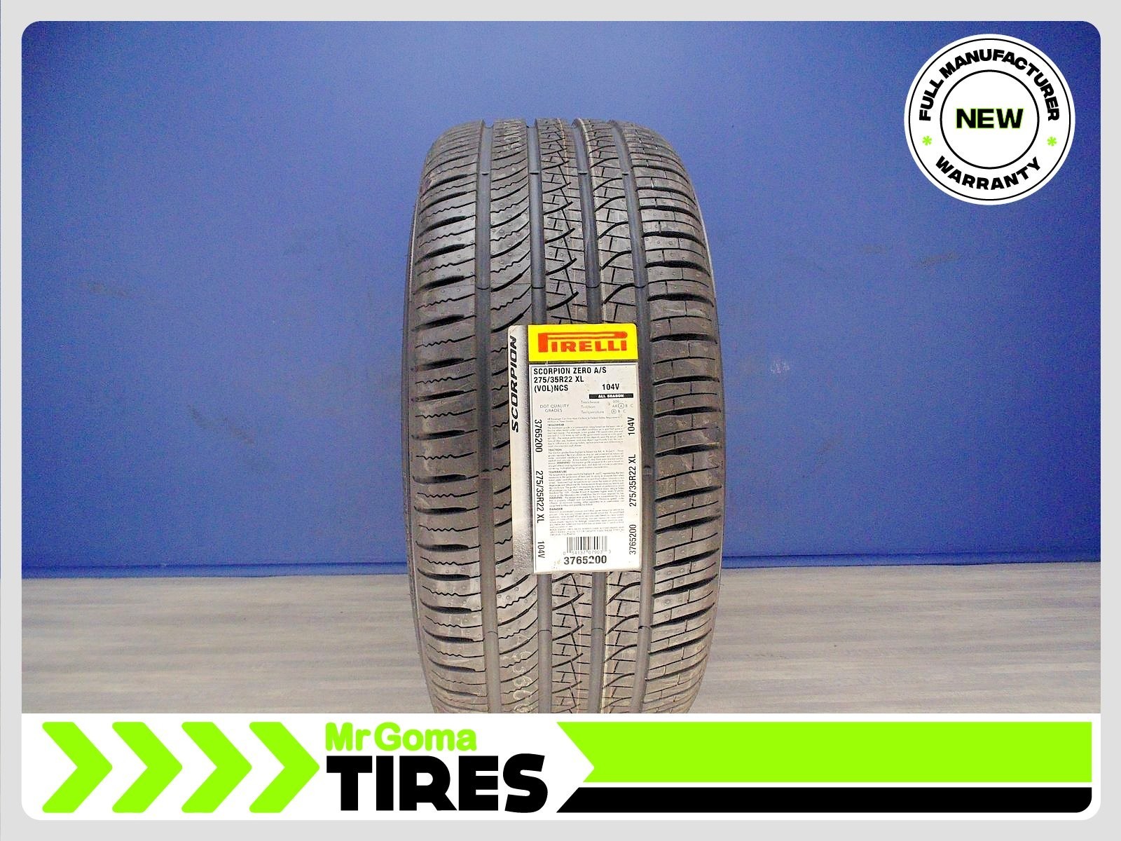 1 BRAND NEW PIRELLI SCORPION TM ZERO A/S VOL PNCS XL 275/35R22 TIRE 2753522
