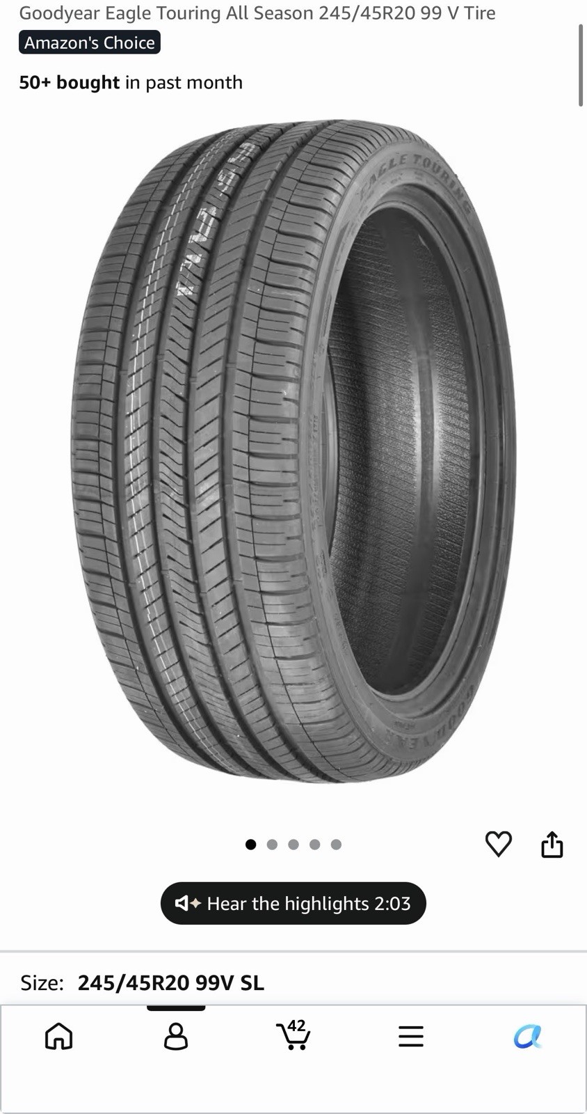 Goodyear Eagle Touring All-Season 245/45R20 99V – Set of 4