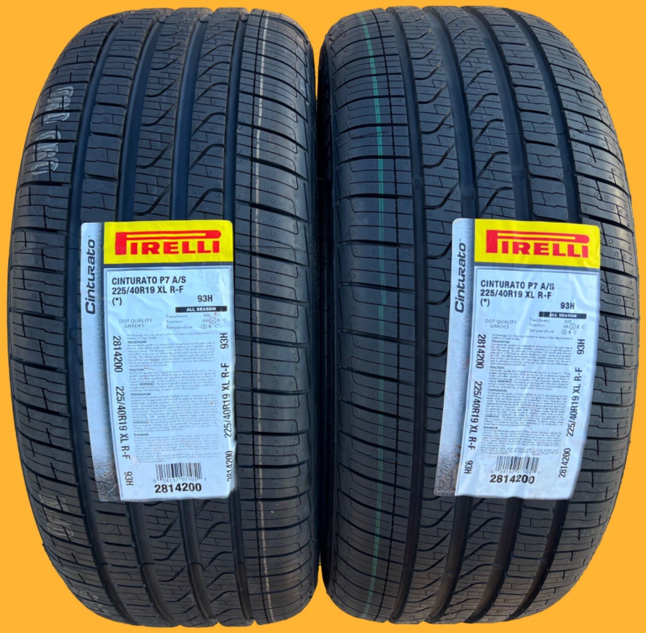 TWO NEW 225/40R19 Pirelli Cinturato P7 A/S AS All Season BMW Run Flat RFT Tires