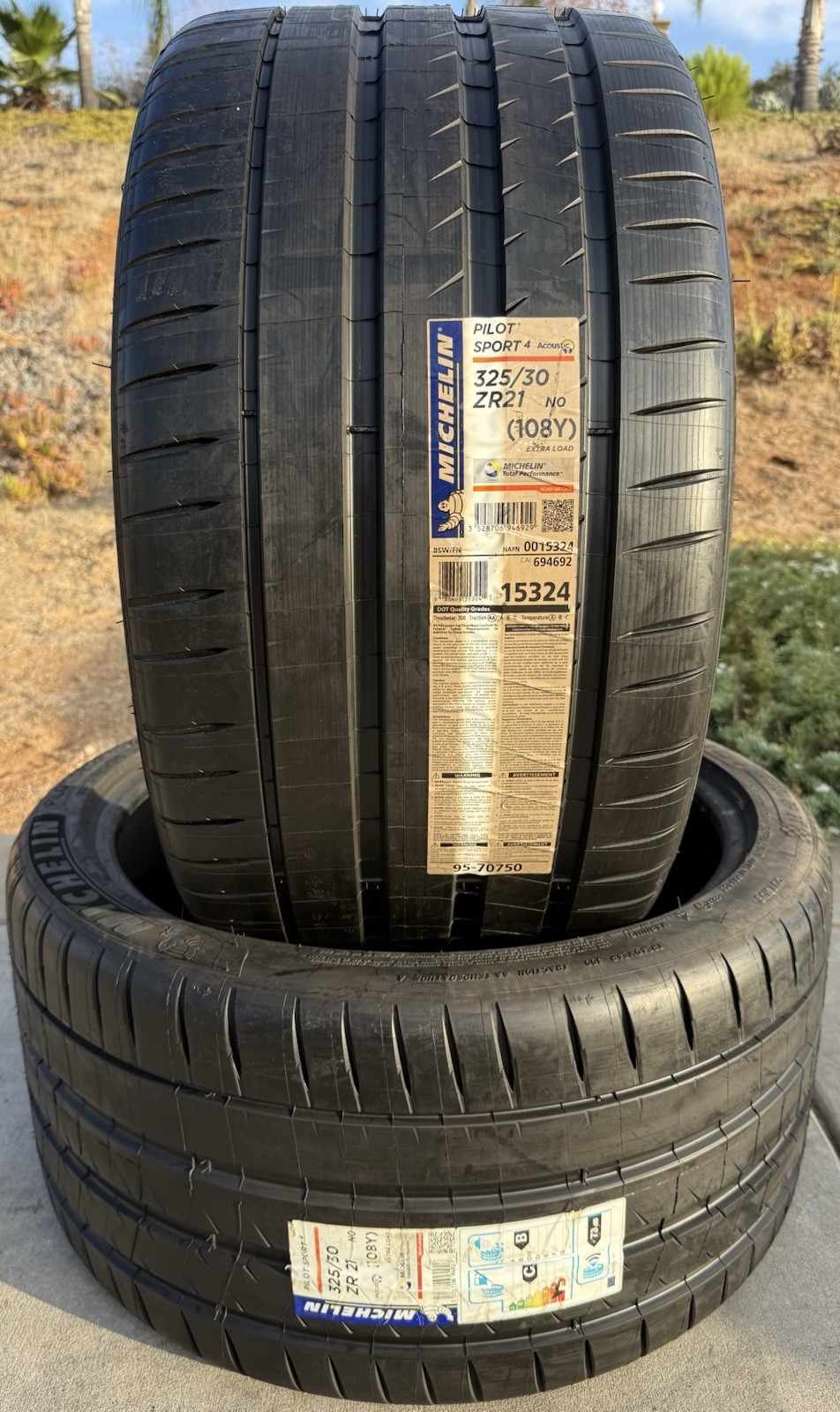 TWO BRAND NEW 325/30ZR21 (108Y) Michelin Pilot Sport 4 N0 Porsche Acoustic Tires