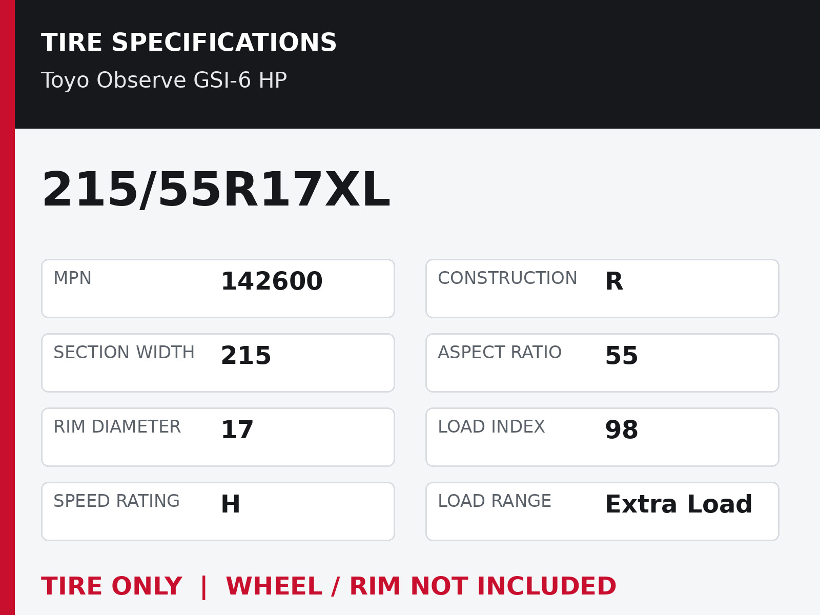 2 New Toyo Observe GSI-6 HP 215/55R17XL 98H XL Winter Tires 2155517 215 55 17