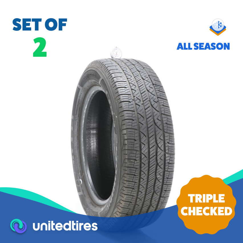 Set of (2) Used 225/60R18 Kelly Edge Touring A/S 100V – 7.5/32