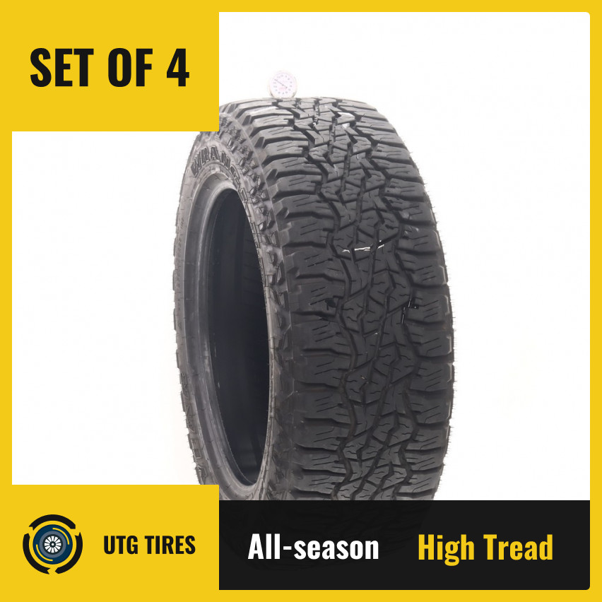 Set of (4) Used 275/55R20 Goodyear Wrangler Ultra Terrain AT 113S – 11.5-13/32