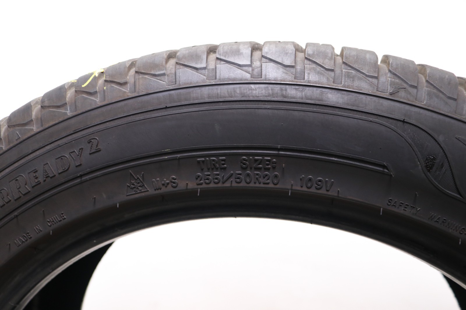Set of 2 Used 255/50R20 Goodyear Assurance WeatherReady 2 – 109V – 10/32
