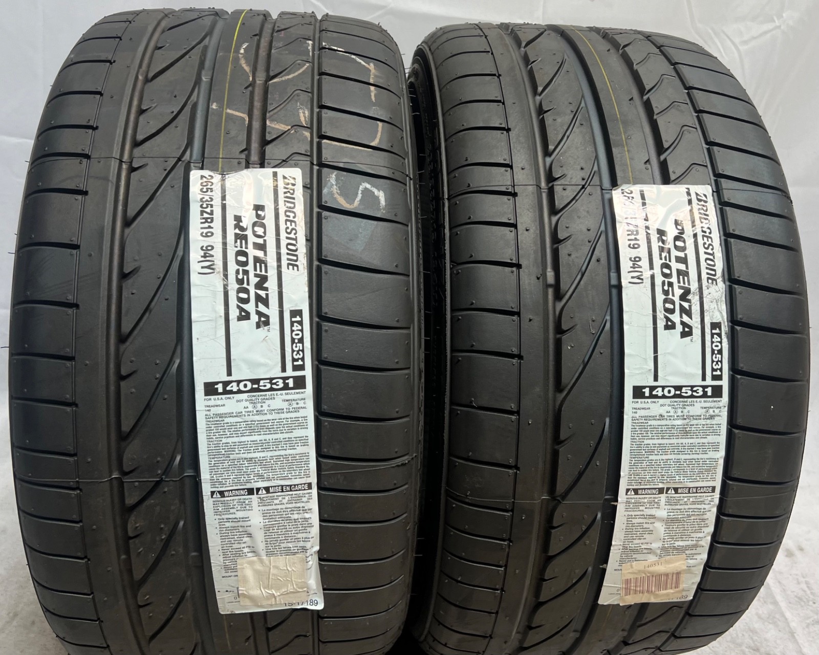 2 – NEW 265/35ZR19 (94Y) Bridgestone Potenza RE050A (N1) Porsche OEM – 7147