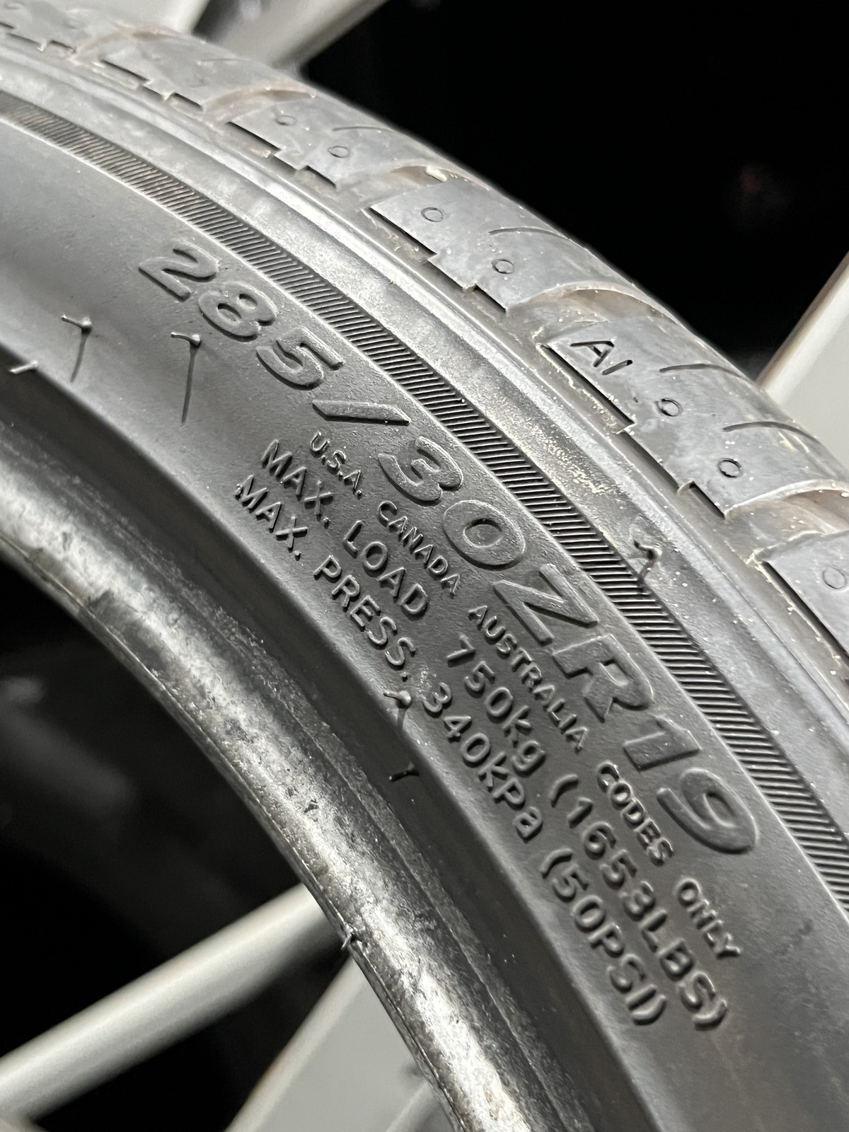Set Of 2 Tires Hankook Ventus S1 AS 285/30ZR19 98Y DOT.0123 7.75/32 NO Patch