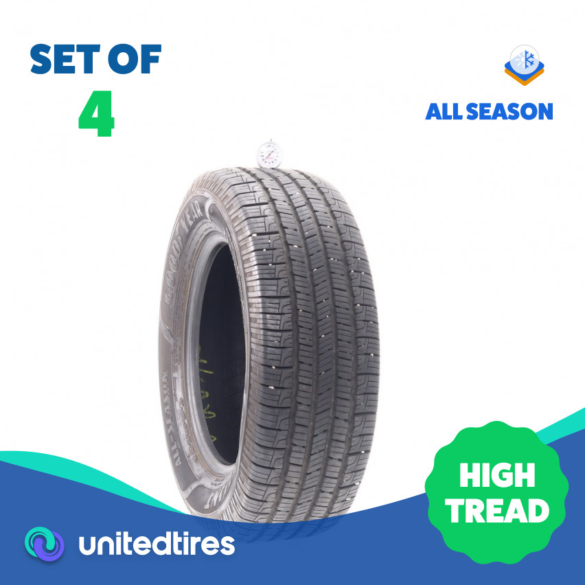 Set of (4) Used 235/60R16 Goodyear Reliant All-season 100H – 8.5-9/32