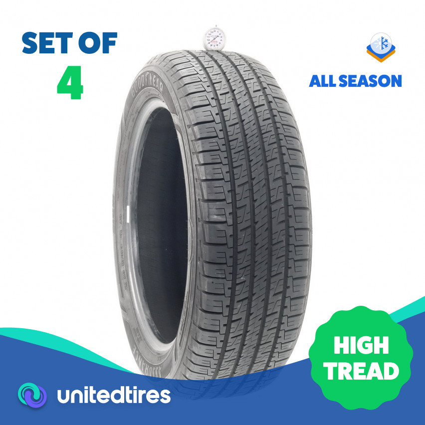 Set of (4) Used 225/55R19 Goodyear Assurance MaxLife 99V – 9-9.5/32