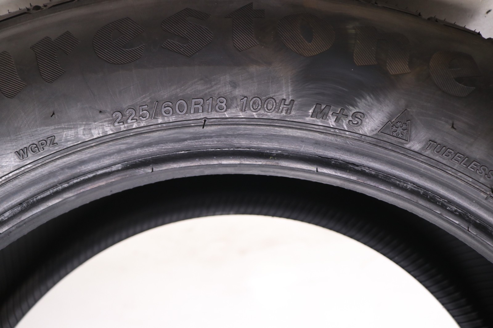 Set of 4 Used 225/60R18 Firestone WeatherGrip – 100H – 8.5-9.5/32