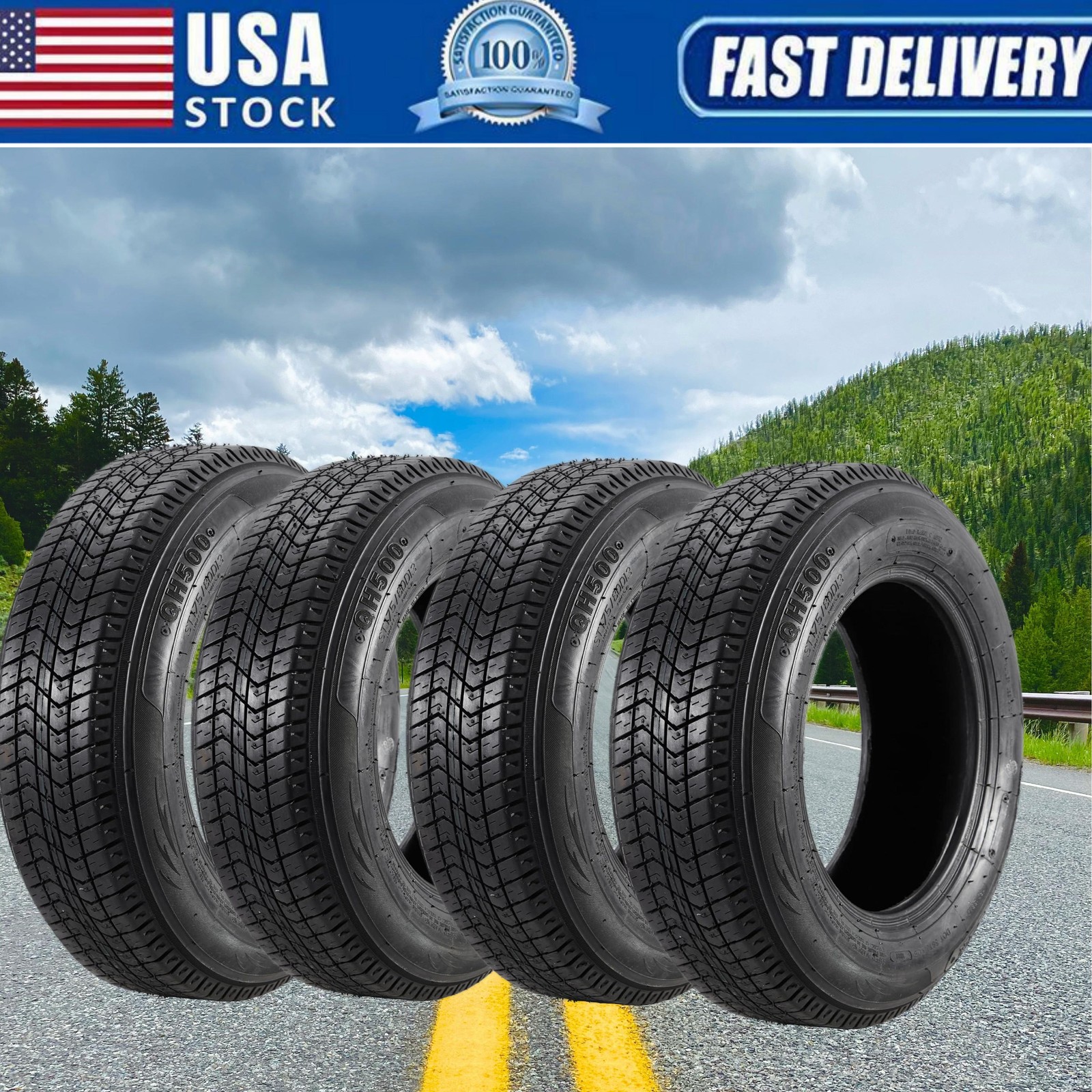 ✨4 Pack ST205/75D14 Trailer Tires 205 75 14 6PR Replacement Tyre LRC 205/75 14
