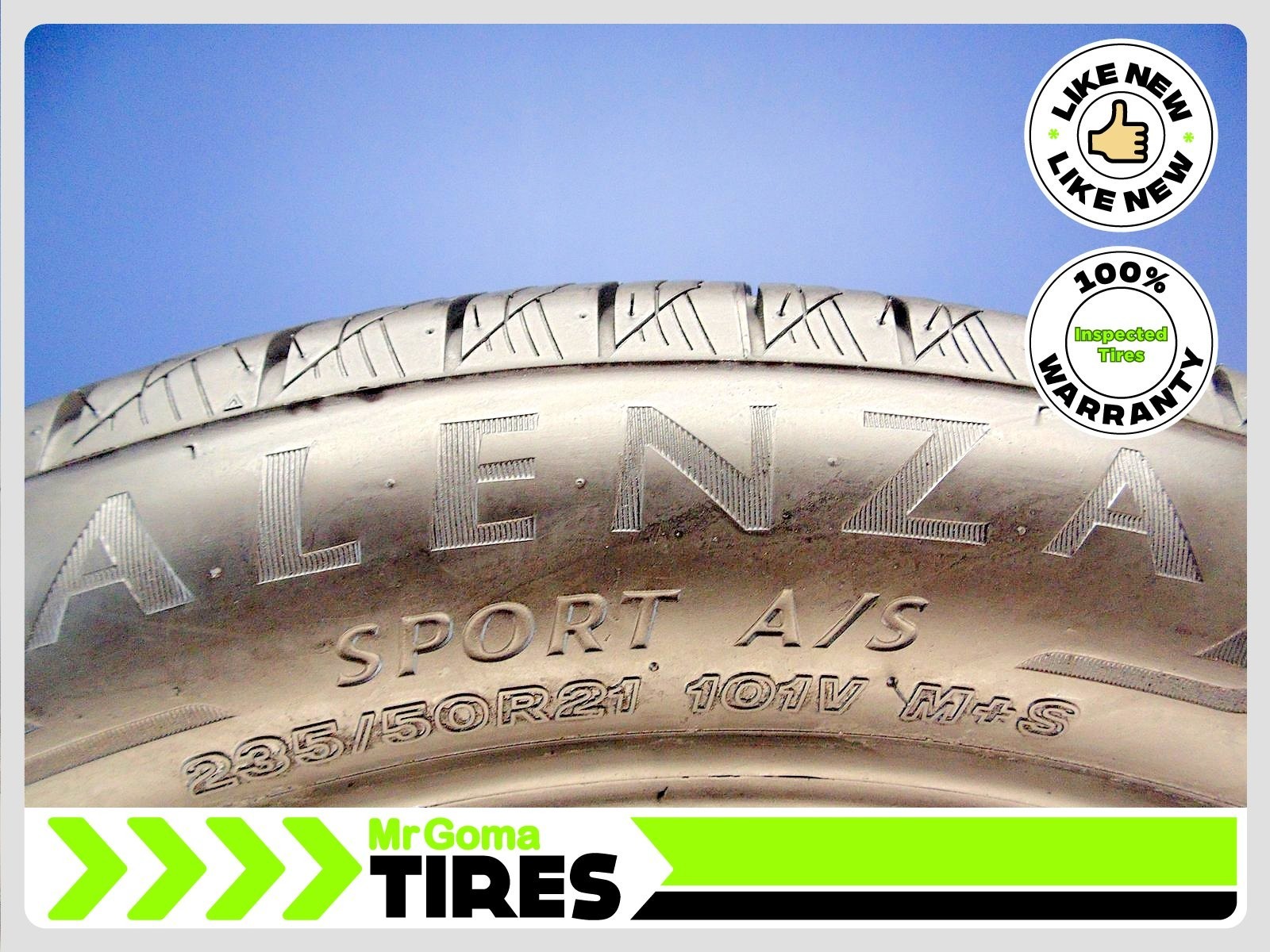 2 BRIDGESTONE ALENZA SPORT A/S E 235/50R21 USED TIRES 9.4/32 TREAD 101V 2355021