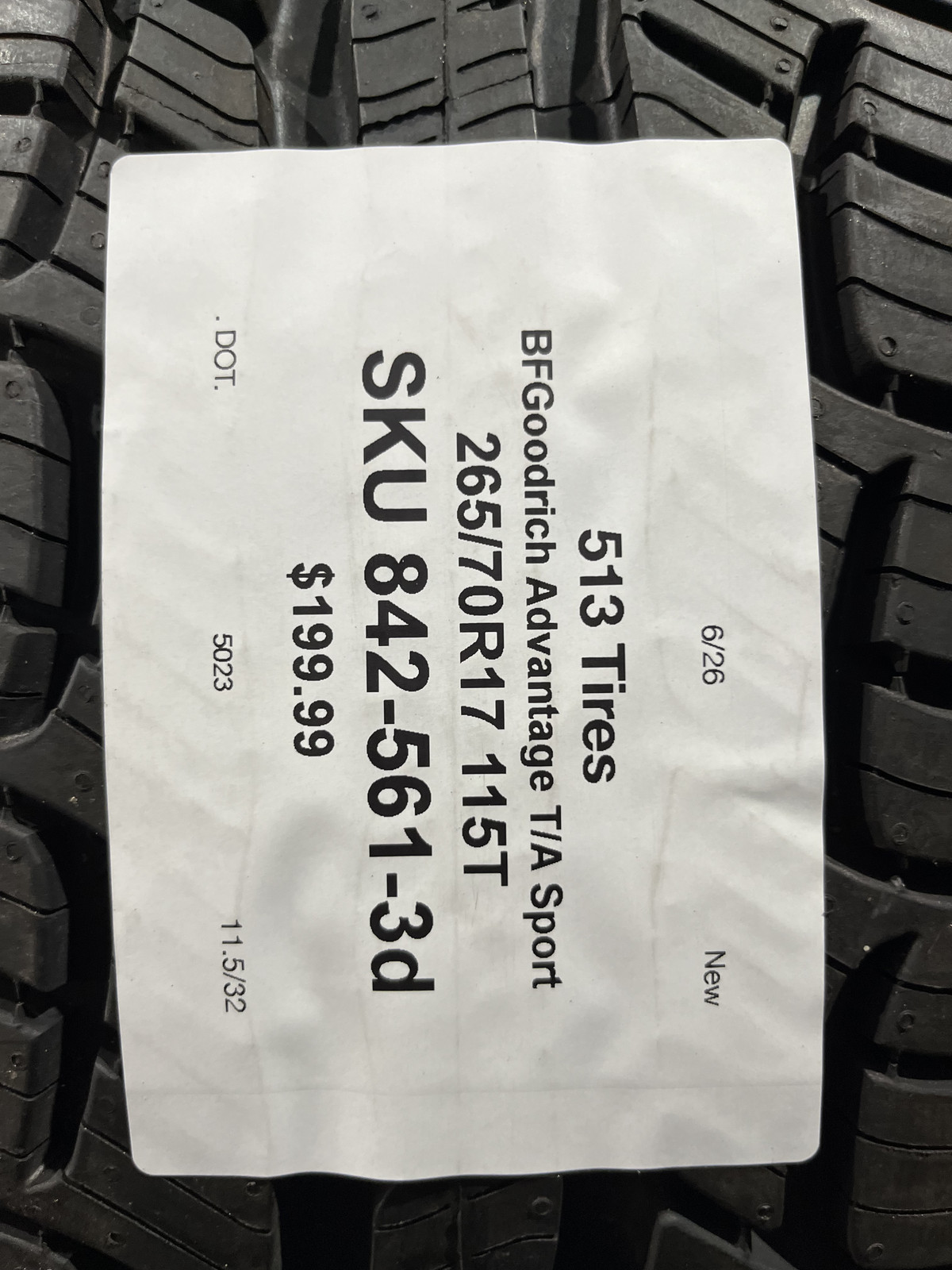 1 New BFGoodrich Advantage T/A Sport LT 265/70R17 115T DOT.5023 11.5/32 New