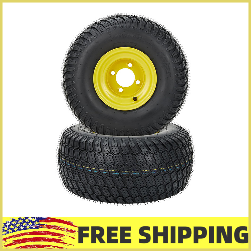 2pack 18×9.50-8 18×9.5-8 18×9.5×8 Lawn Mower Tires & Rims NHS 4 on 4″ Wheel Ass