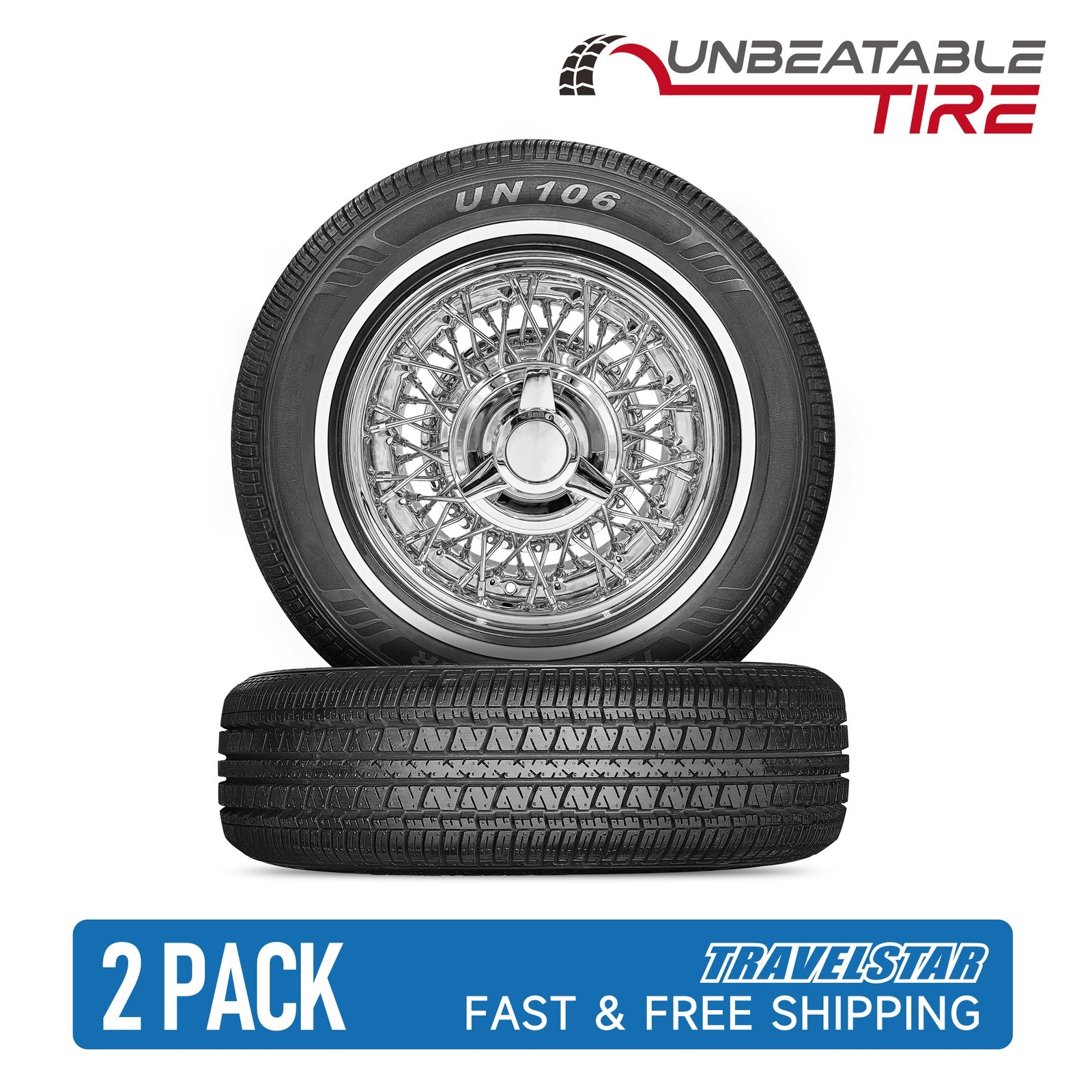 Set of 2 Travelstar UN106 175/75R14 86T 14mm White Wall A/S Passenger Car Tires