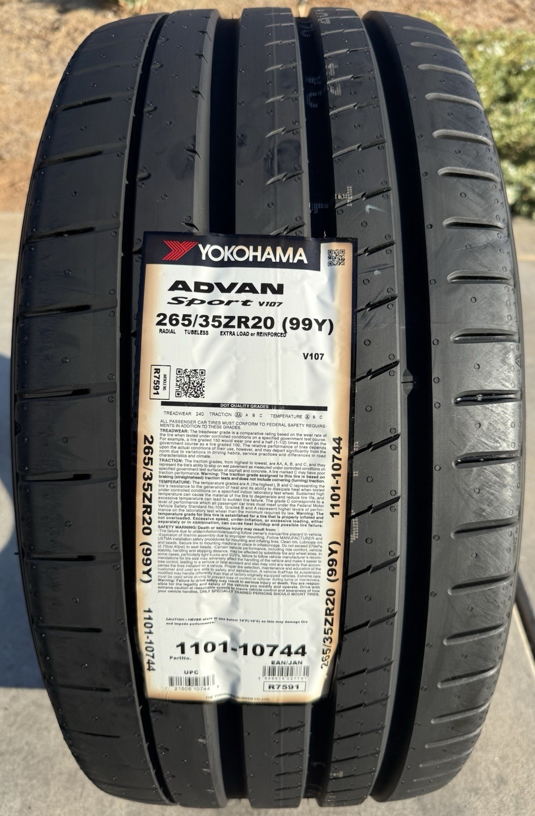 TWO BRAND NEW 265/35ZR20 Yokohama ADVAN Sport V107 Tires Like Michelin Pilot 4S!