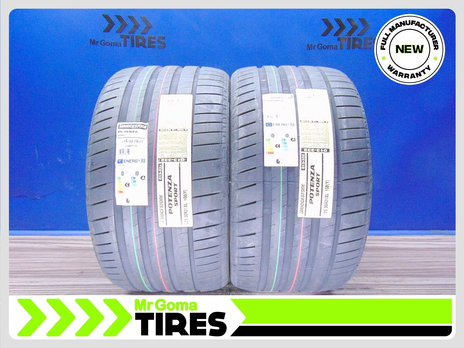 SET OF 2 BRAND NEW 325/30ZR21 BRIDGESTONE POTENZA SPORT XL TIRES 108Y 3253021