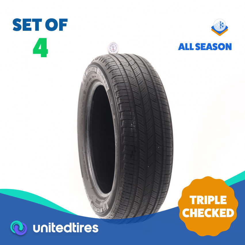Set of (4) Used 225/60R18 Michelin Primacy A/S 100H – 6.5-7/32