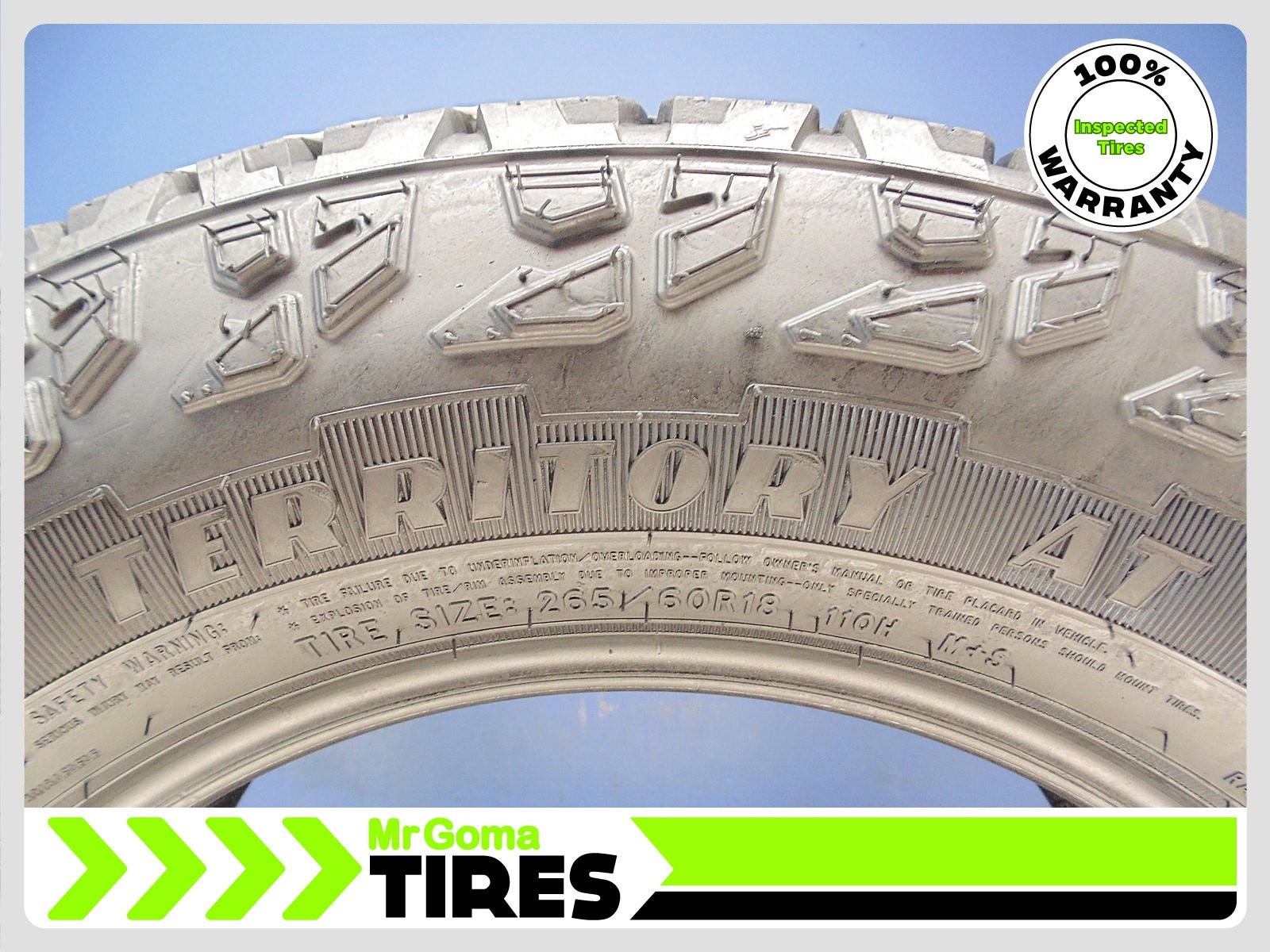 1 GOODYEAR WRANGLER TERRITORY AT 265/60R18 USED TIRE 9.6/32 TREAD 110H 2656018