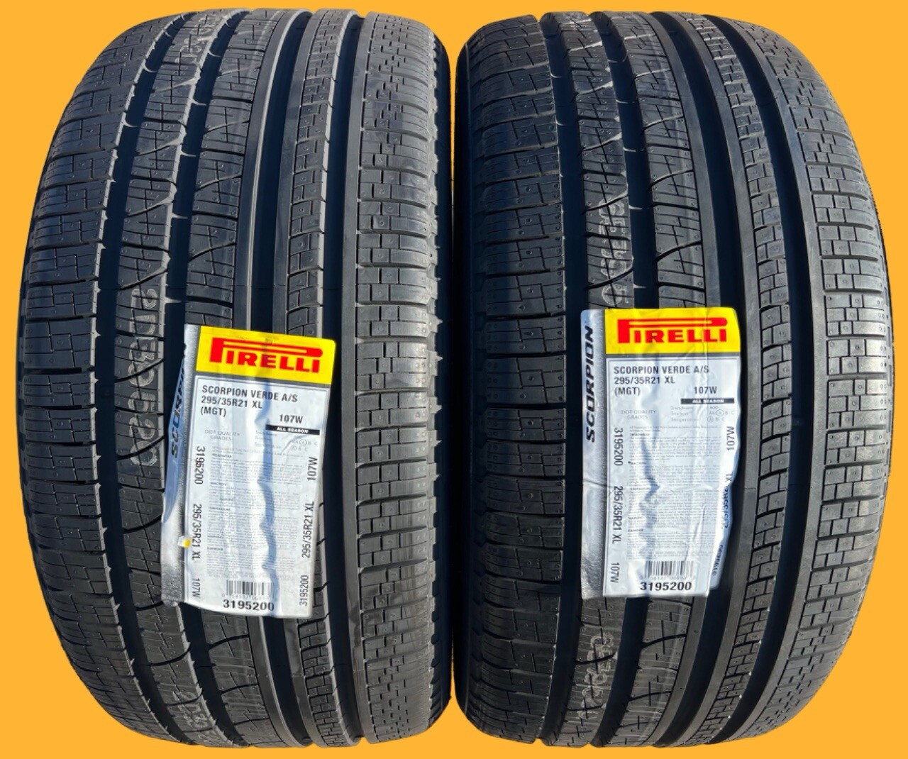 Set of TWO BRAND NEW 295/35R21 Pirelli Scorpion Verde A/S AS All Season Tires