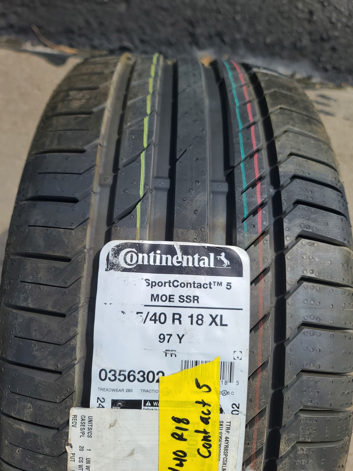 NEW CONTINENTAL 245/40 R18 97Y SPORTCONTACT 5 (MOE) RUN FLAT DOT 5023