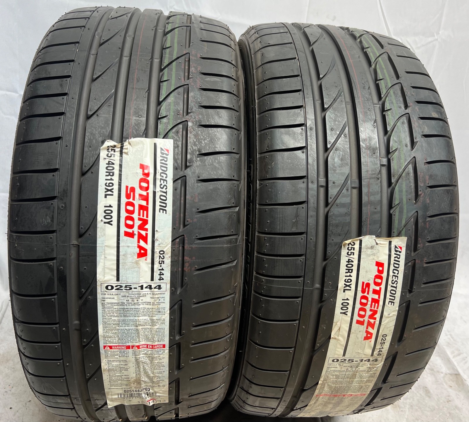 2 – NEW 255/40R19 XL (100Y) Bridgestone Potenza S001 (AO) Audi OEM – 6062